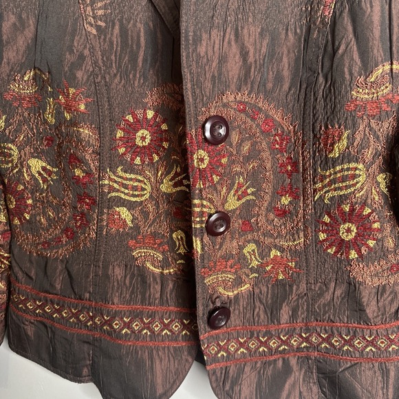 Vtg Womens ELCC Jacket Floral‎ Jacquard Baroque Tapestry Blazer Size PP - Picture 3 of 10